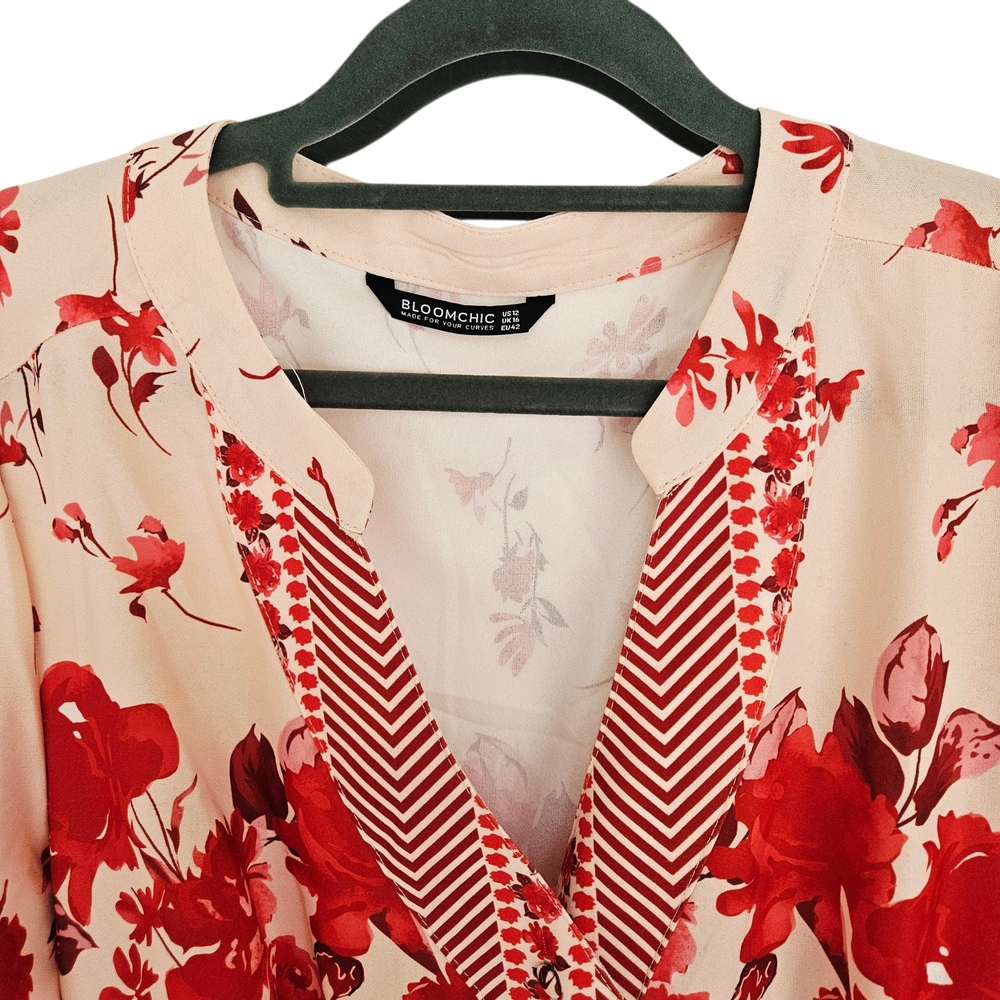 BloomChic Red and Cream Floral Midi Dress - Picture 3 of 3
